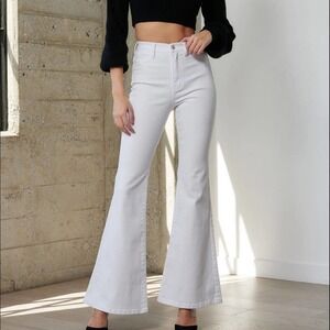 Bell Wide Leg Flare Jeans White Size 13